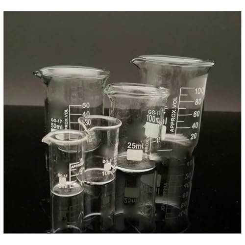Bécher en verre borosilicaté en lot de 5 pièces de 5ml à 100ml