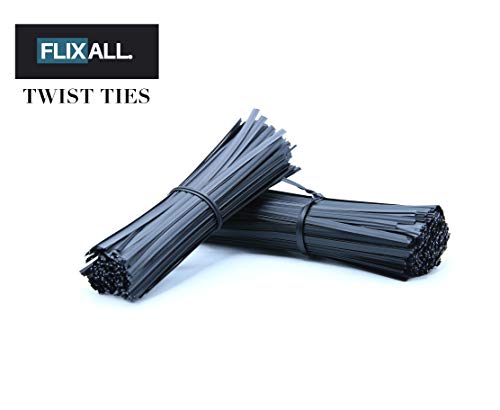 Flixall. 5 Inches Twist Ties Pack Of 100 - Premium Quality Reusable Black Plastic Coated Twist Ties For Bags, Cords - Bread Ties For Household #TOP6