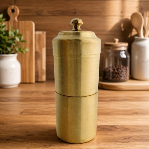 Image of ANYRA'S TROVE Pure Brass Filter Coffee Maker,South Indian Madras Kappi Drip Decoction Coffee Brewer, Coffee Filter with upto 5 cups,Home & Kitchen