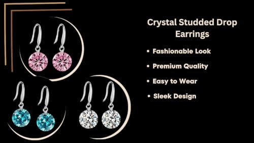 Image of Nilu's Collection Enchanting Light Weight Cubic Zircon Crystal Drop Earrings for Women and Girls, for Daily Use, Office Use