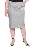 wild U Women Western Plus Size Formal Stretchable Knee Length Pencil Bodcyon Skirt 4XL (White Black, Waist : 40")