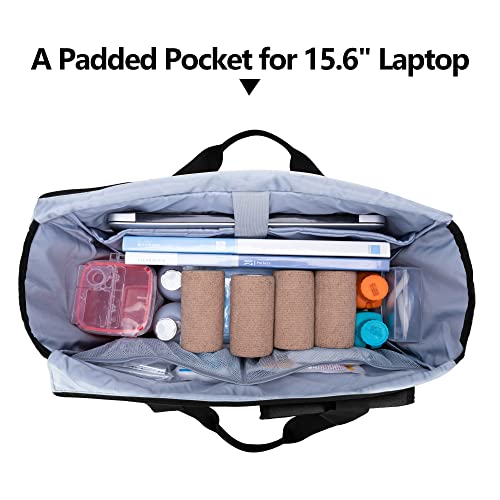 Trunab Nurse Tote Bag For Work With Padded 15.6” Laptop Sleeve, Black #TOP2