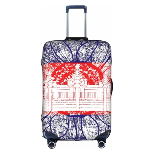 Travel Luggage Cover Vintage Sunflower Cambodia Cambodian Flag Fashion Washable Baggage Suitcase Protector Fit For Luggage Medium