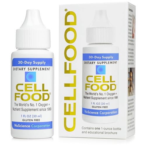 Cellfood Oxygen Boost 1 fl oz - Liquid Oxygen Supplement for Lymphatic Drainage Altitude Sickness Jet Lag Fatigue Headaches Hangovers & Energy - Gluten Free Cert. Kosher - Makes Over 22 Quarts