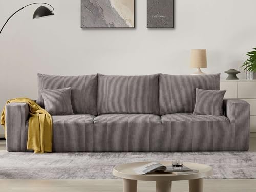 Cloud Boneless Sofa Couches for Living Room-113'' Gray 3 Seater