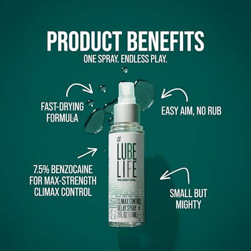 lubelife climax control delay spray male genital desensitizer with active ingredient benzocaine to keep you lasting longer stamina-enhancing for men and couples 2 fl oz