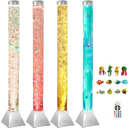 CALOVER 4FT Silver Sensory Bubble Tube Floor Lamp - Simulated Aquarium Relaxing Mood Light for Sensory Rooms Home Office | Perfect Christmas Birthday Gift for Kids Adults Autism Therapy