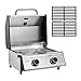 Produktbild TAINO COMPACT 2.0 S Tischgrill Set mit Gusseisen-Rost 2 Brenner Gasgrill Edelstahl Kompakt Camping BBQ