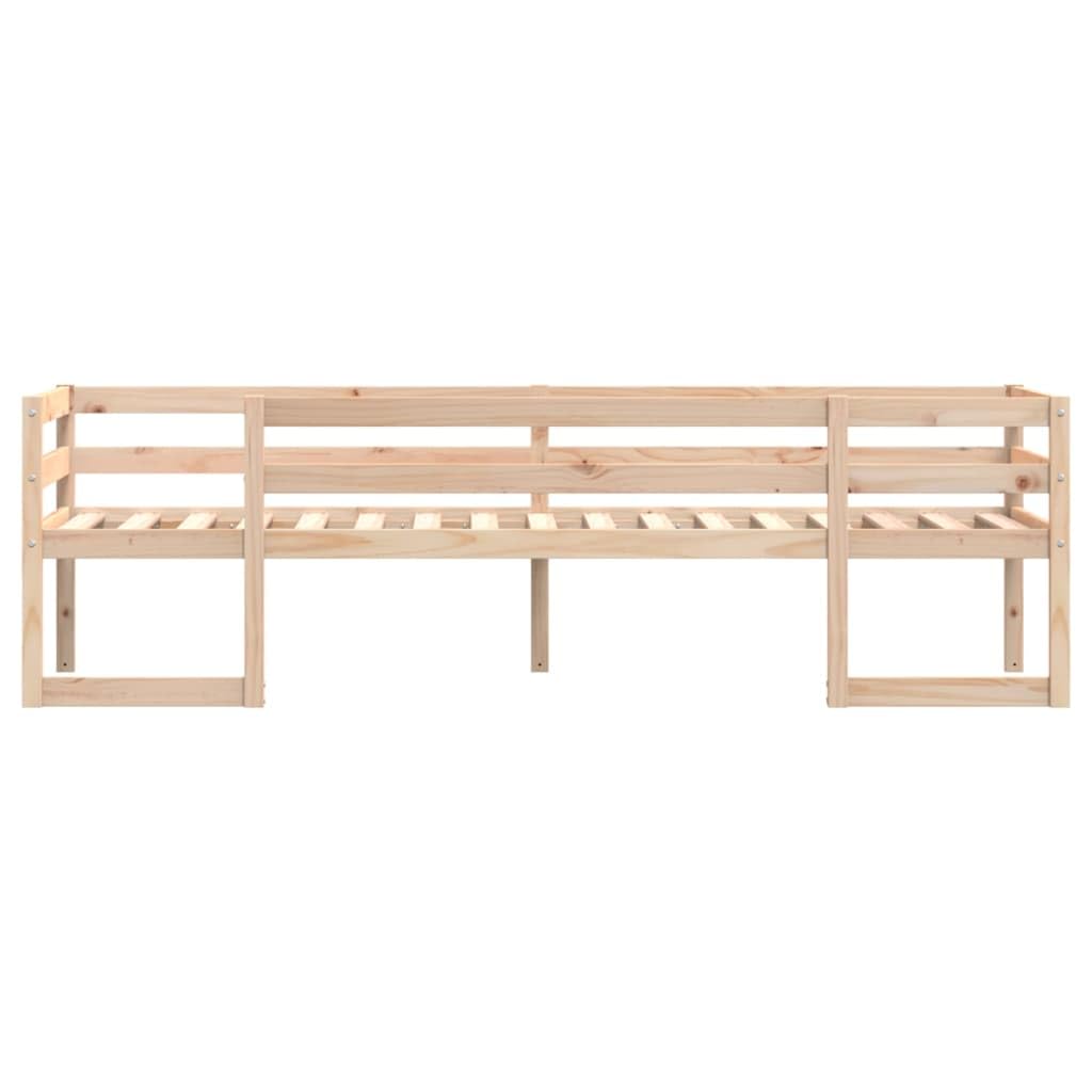 Łóżko dziecięce 80 x 200 cm, lite drewno sosnowe, wytrzymała rama łóżka do pokoju dziecięcego, surowe drewno, bezpieczna ochrona przed wypadnięciem