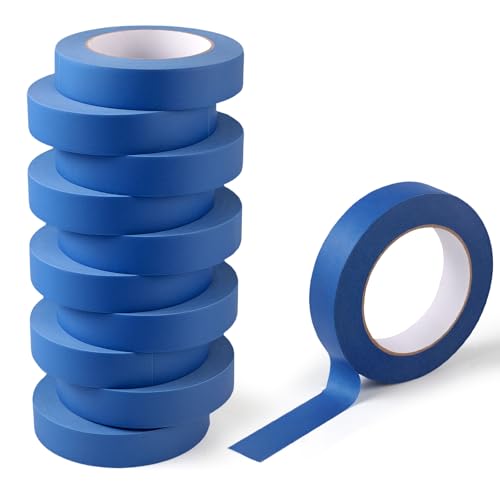Image of 10 Rolls Blue Painters Tape, 1 Inch x 55 Yards Masking Tape Premium Painter's Tape Bulk Paint Tape for Wall Painting, DIY, Craft & Arts, Automotive, Home Decoration, Easy Removal