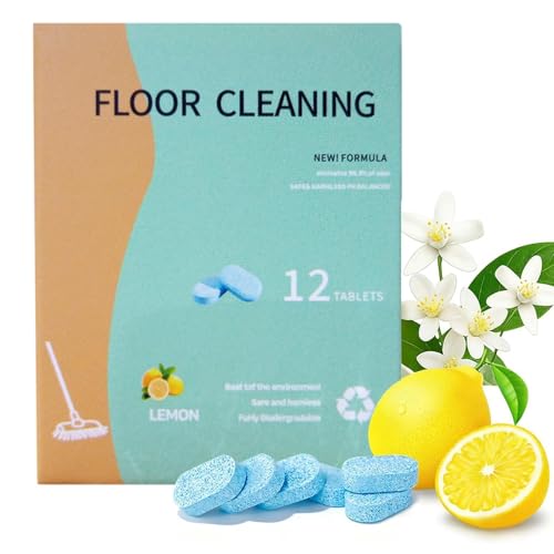 Pastillas Limpieza Suelo Paquete de 12 - Limón | Desinfección Profunda para Azulejos, PVC y Parqué | Apto Robot Aspirador con Función Fregado tipo Aspiradora En Seco Húmedo, Tabletas Disolución