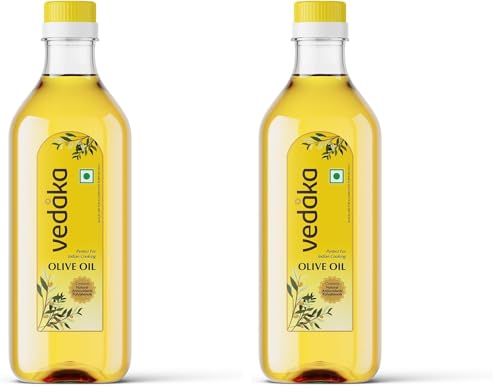 Image of Amazon Brand - Vedaka Olive Oil| for Indian Cooking | 500 ml | Ideal for Frying, Roasting, Sauteing|Extra Light|Neutral Flavour (Pack of 2)