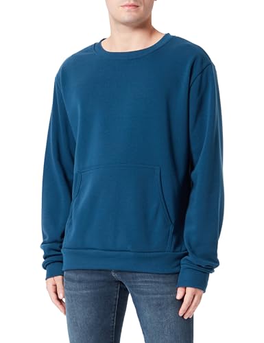 Sweat tricot pour homme col rond polyester turquoise foncé pull chaud taille M