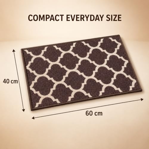 Image of Matz&More Anti Slip Multipurpose Floor Mat, 40x60cm, for Door, Entrance, Bathroom, Bedroom, Kitchen, Office, Trellis Dark Brown