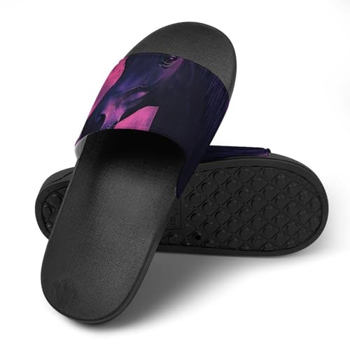 Fantasy Horse Purple Camouflage Men's Bathroom Slippers Shower Indoor Home Beach Outdoor Shoes for Women4