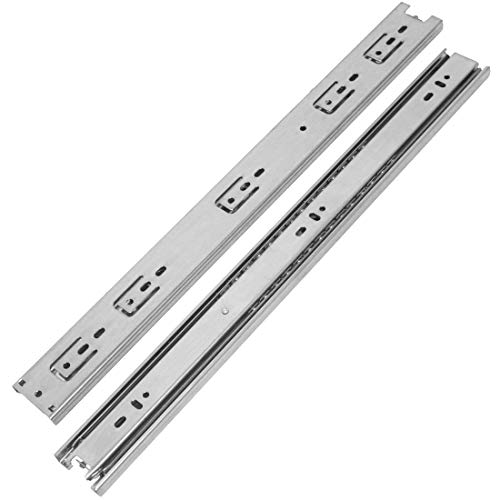 VADANIA 14-Inch Drawer Slide, VA1045 Chrome, Ball Bearing 3 Folds Full Extension, Side Mount, 100 Lb Load Capacity, 1 Pair (2-Pack)