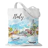 Sitsink Italy Bags Travel Souvenir Gifts - Reusable Tote Bag Italy Travel Gift Europe Must Haves Trip Essentials for Women Friends