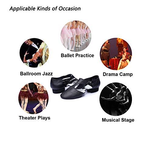 Leather Jazz Dance Shoes for Women Men Slip on Teaching Dance Sandals4