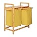 Lumaland Estantería de Baño en Bambú con Cestas para la Colada - Cesto para Ropa Sucia con 2 Compartimientos Extraíbles - Mueble Organizador para Lavadora - 73 x 64 x 33 cm / Amarillo