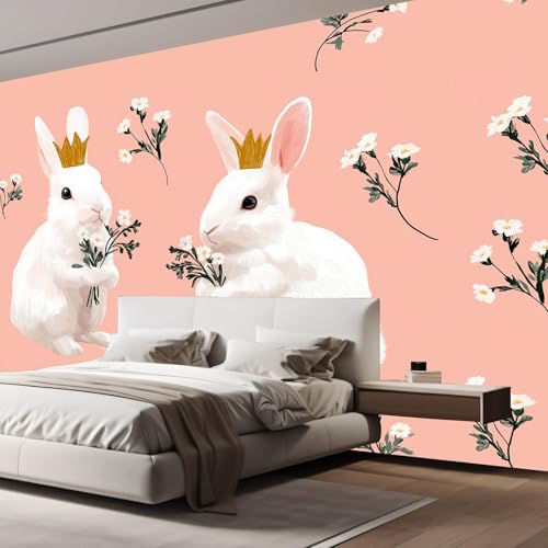 Fotomural de cuento de hadas con conejos para decorar el dormitorio infantil 3