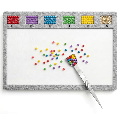 Asofelk Bead Mats for Beading - 11.4 X 8 Grey Felt Bead Mat with Scoop Tweezer - Non-Slip Fabric Beading Mat for Jewelry Making Organizing Beads Art Crafts Portable Jewelry DIY Crafting Tool Set