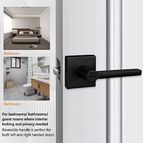 Image of NEWBANG (15Pack Bed /Bath Room Door Lever for Privacy Bathroom and Interior Door Door Lock Handle in Aged Matt Black