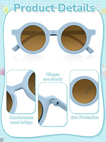 Dunzy 12 Pairs Kids Cute Round Sunglasses Toddler Kids Sunglasses Bulk Round Retro Glasses for Boys Girls Party Outdoor Eyewear, Age 3-103