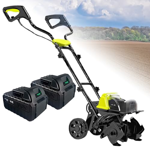 Rotavator électrique de jardin, motoculteur sans fil avec 2 batteries, cultive la terre jusqu'à 18 cm de profondeur et 36 cm de largeur, idéal pour le jardin, la ferme, le verger, le potager