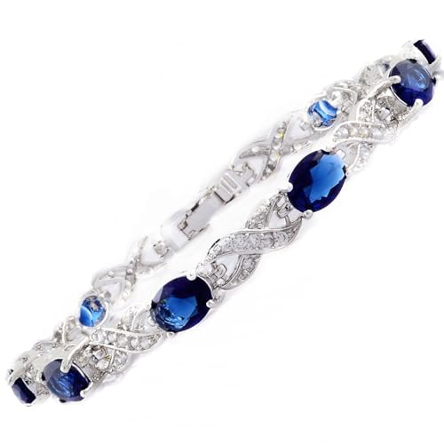 RIZILIA Oval Cut Multi-Color CZ 18K Gold Plated Tennis Bracelet, 7