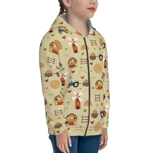 Car Tractors and Houses Kid Hoodies Boys Zip Up Sweatshirts Girls Pullover with Pocket4