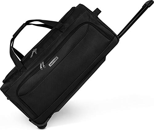 normani Reisetasche 2-Rad Trolley 120-150 Liter Weichgepäck Travel Bag mit Rollen und 6 Fächern - erweiterbarer Reisetrolley - Rolltasche Sporttasche 81x39x39/47 cm Farbe Schwarz Größe 100 Liter