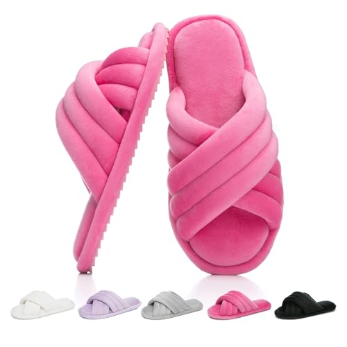Image of GOEWY Cross Band Slippers for Women with Cozy Memory Foam Machine Washable