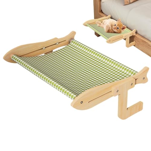 Percha para ventana para gatos - Caseta para mascotas transpirable con estructura de madera resistente, hamaca para gatos montada en la ventana | Muebles multifuncionales para gatos para