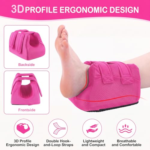 Image of Novabright 2 Pcs 3D Heel Protectors Foot Wedge Pillows Support Boot Bed Sore Pillow for Pressure Sores Bedridden Patients Relief Pressure Ankle Ulcers (Rose Red)