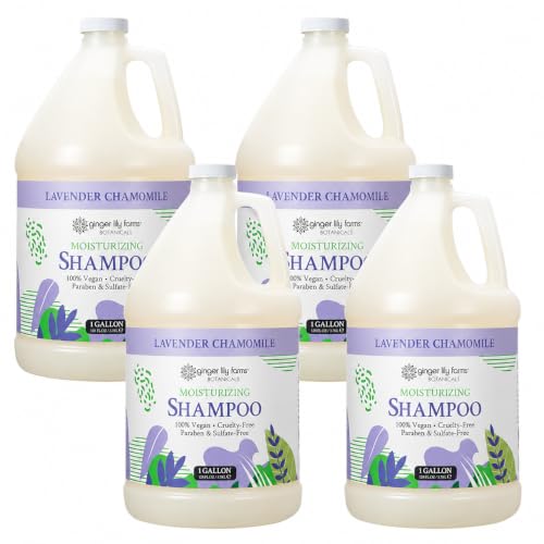 Image of Ginger Lily Farms Botanicals Shampoo, 128oz /4pk, Lavender Chamomile | 100% Vegan & Cruelty-Free | Moisturizing Shampoo for All Hair Types | Refill Size