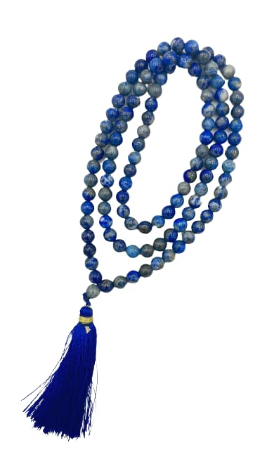 Image of Natural Crystal Gemstone Lapis Lazuli Jap Mala 8mm 108 Beads for Meditation, Pooja, Chanting, Wearing (8mm, Lapis)
