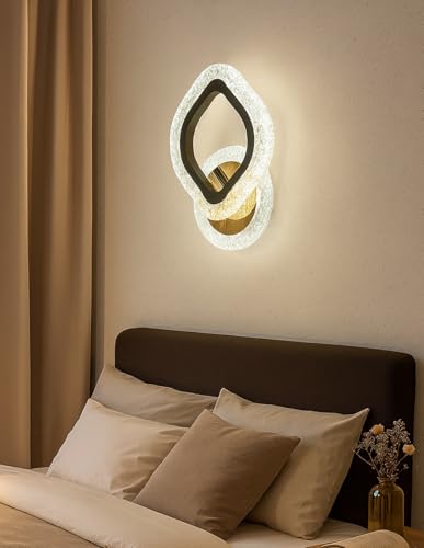 Image of SINOMAN Elegant Crystal Wall Light Decorative Ring Design Sconce 3 Step Adjustable Color Changing, Soft Lighting for Living Room, Bedroom, Hallway, and Home Decoration (Inbuilt Led)