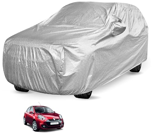 Image of Auto Hub Car Cover Compatible with Renault Pulse with Mirror Pocket and Soft Cotton Lining,Waterproof Pulse Car Cover, Metallic Silver