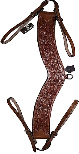 Lussoro Genuine Leather Beautiful Tooled Tripping Horse Breast Collar (Style-A)