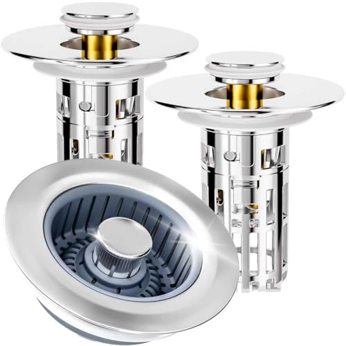 Colador y tapón para fregadero de cocina 3 en 1