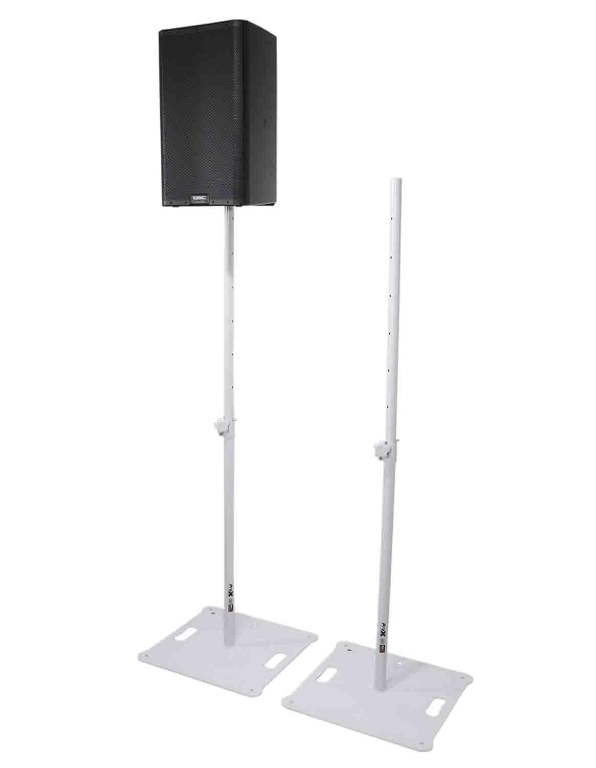 Prox X-Polaris WH Polaris Portable Speaker and Lighting Dual Stand Kit with Base Plate, Telescoping Pole, and Carry Bags - White Finish