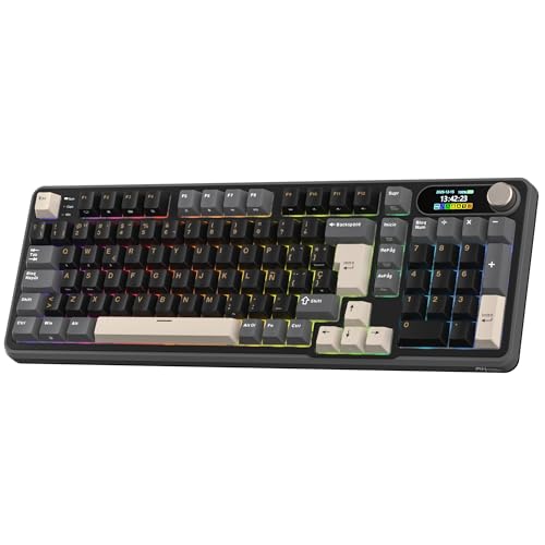 RK ROYAL KLUDGE S98 ES Teclado Mecánico con Smart Display y Botón, Montaje Superior 96% Teclado Mecánico Inalámbrico BT/2.4G/USB C, Hot Swappable, Soporte de Software, 98 Teclas, QWERTY Español