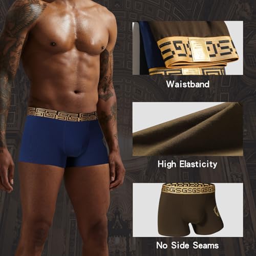 Men’s Underwear Boxer Brief Multicolor Cotton Stretch Cotton Flat Front Underpants for Men4