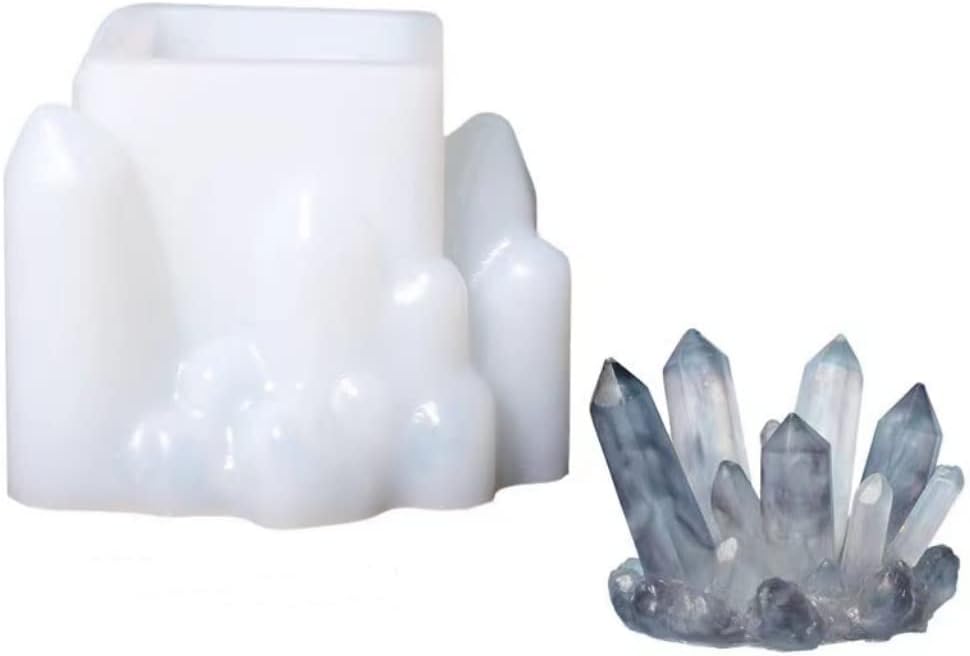 11PCS Crystal Cluster Molds, Quartz Rock Resin Mould Epoxy Resin Casting Mold for Candles,Gems,Tray Decoration Home Decoration (11pcs)