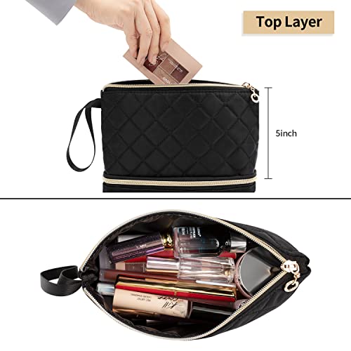 Ethereal Small Makeup Bag, Cosmetic Bag Double Layer Makeup Organizer Bag Large Capacity Makeup Pouch Travel Toiletry Bag Accessories #TOP1