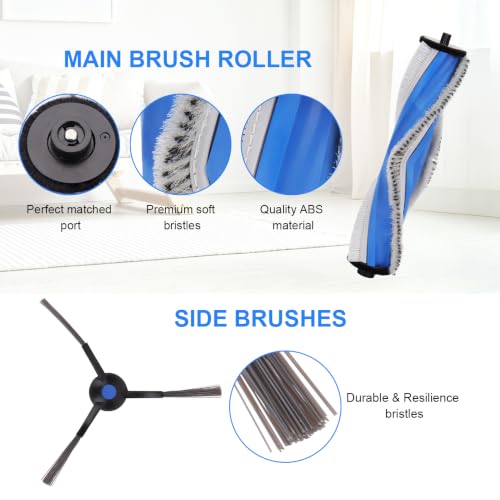 Image of Replacement Parts for ECOVACS DEEBOT N20 Pro Plus, N20 Plus and for Yeedi C12 Pro Plus, C12 Vacuum Cleaner - Spare Accessories Kit Include 1 Main Brush 4 Side Brush 4 Filter 4 Mop Pad 4 Dust bag