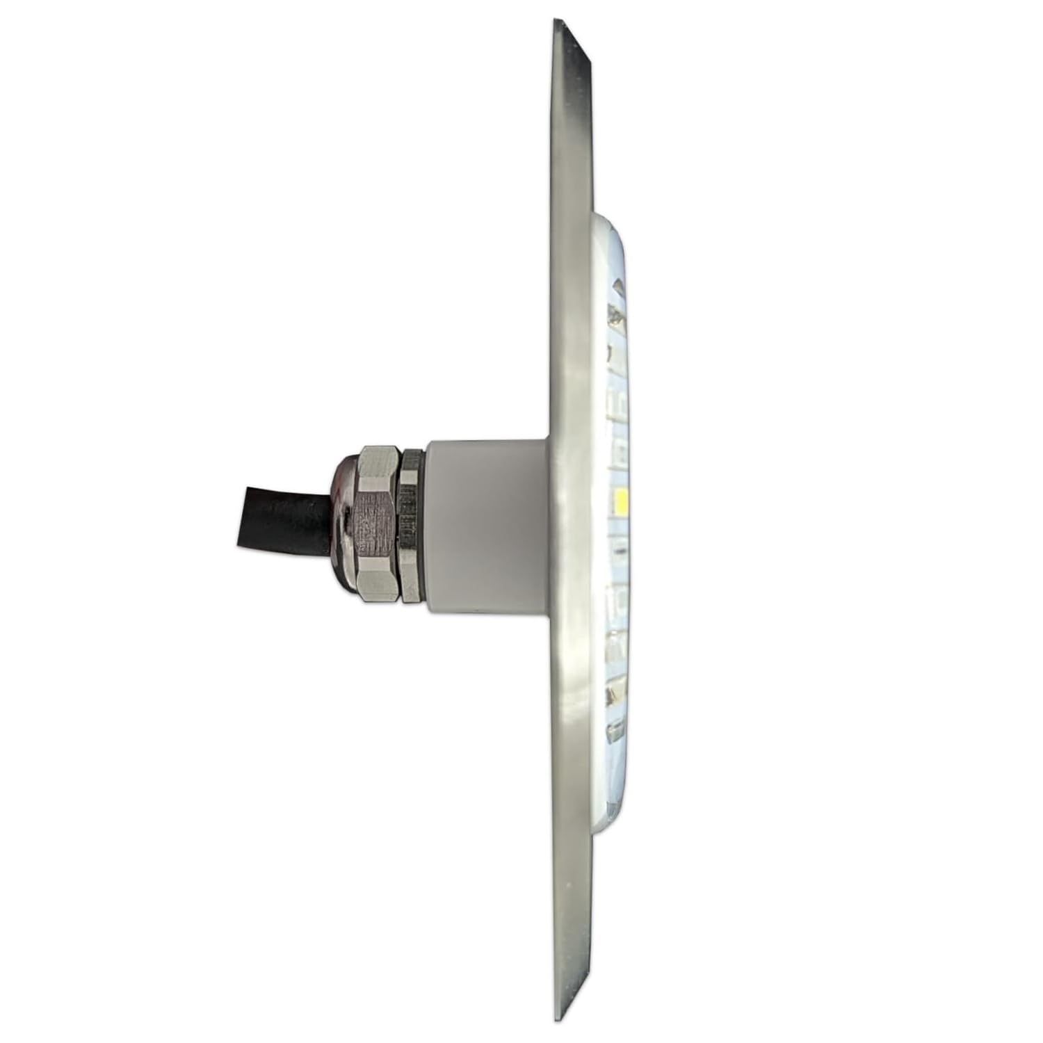 SWIMHOME Warmpool Foco LED Mini Piscina Extraplano, Relleno de Resina, Acero Inoxidable, RGB, Ø11 cm, 6W 12V AC