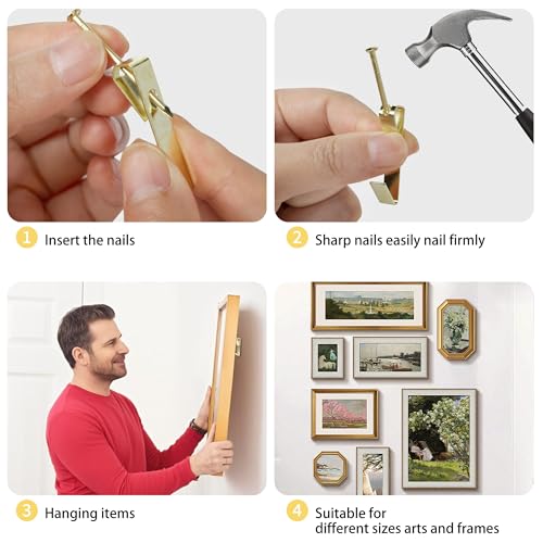Image of Aynoo 184 Pieces Picture Hanging Kit,Heavy Duty Picture Hangers,20 /30 /50 lbs,Coat Towel Wall Picture Hanging Hooks