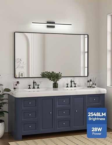 Image of VOLISUN Modern Bathroom Vanity Light 31.5 inch, 28W Dimmable 5CCT Led Bathroom Light Fixture Over Mirror, Black Bar Vanity Light for Bathrooms Mirror Cabinets Bedroom-ETL Certificated