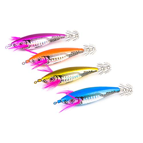 BESPORTBLE 4 Piezas de Calamar Fluorescente Jig Hook Señuelos de Pesca Dura...